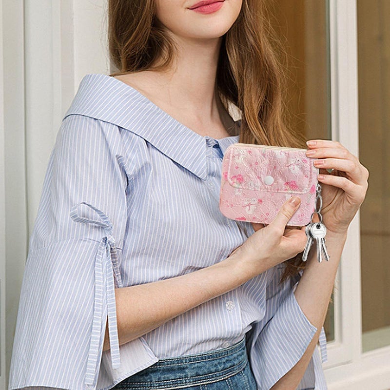 Modacarry Store Cotton Quilted Floral Coin Pouch with Cute Prints Zipper for Women Girls (BOUQUET BUNNY) - Image 5